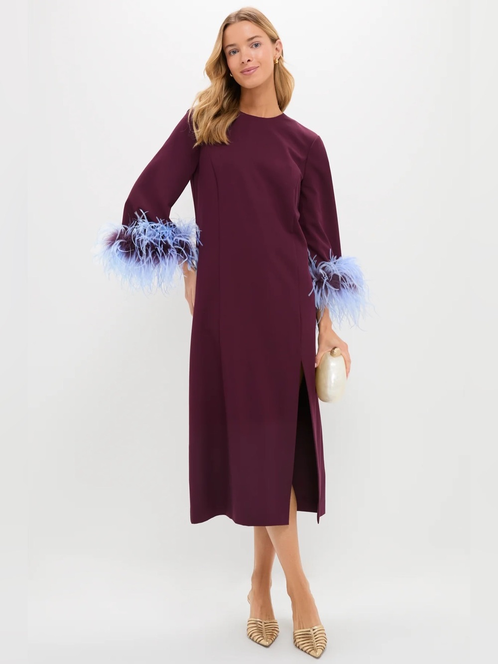 Tuckernuck Winetasting Oxblood Eleanor Feather Midi Dress Small NWT